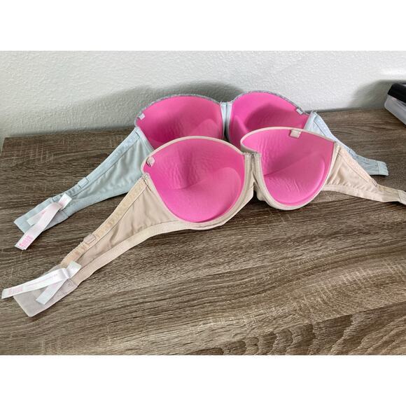 Victoria's Secret PINK Women's Strapless Push-Up Bra Set Multicolor 36 D 36D - Picture 8 of 11